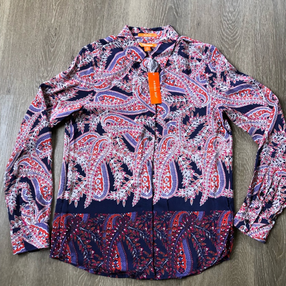 NWT Joe Fresh Silk Button Front blouse size S